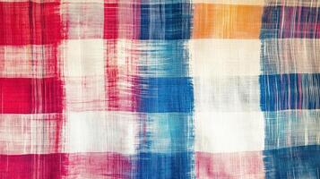 Abstract Colorful Plaid Fabric Textile Design photo