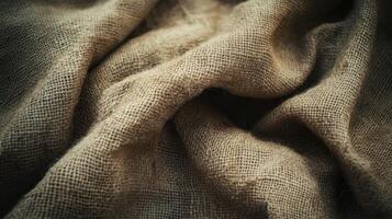 Textured Brown Burlap Fabric Draped Softly photo