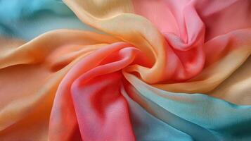 Colorful Ombre Fabric Draped in Swirls photo