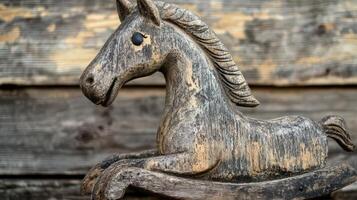 Weathered Wooden Rocking Horse Antique Toy photo