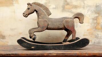 Antique Wooden Rocking Horse Toy On Display photo
