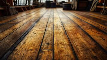 Weathered Wooden Ship Deck Planks Gleaming photo
