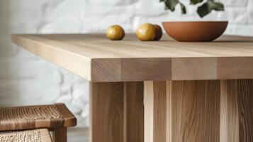 Modern Wooden Dining Table Detail Close Up photo