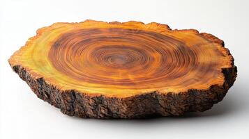 Polished Tree Cross Section Showing Growth Rings photo
