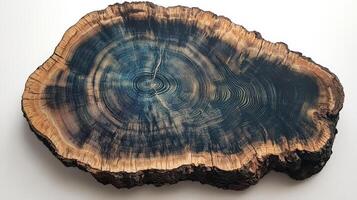 Dark stained wood cross section showing growth rings photo