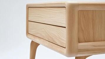 Elegant Light Oak Two Drawer Side Table photo