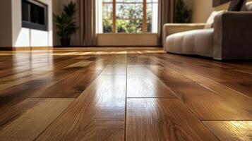 Polished Hardwood Floor In Modern Living Room photo