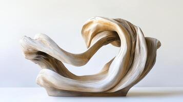 Abstract Wooden Sculpture Organic Form Design photo