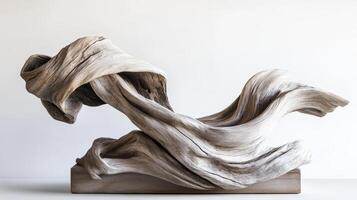 Abstract Driftwood Sculpture On Wooden Base photo