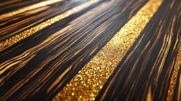 Dark Wood Grain with Golden Glitter Stripes photo