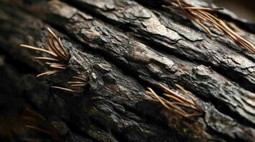 Dark Wood Texture with Pine Needles Detail photo