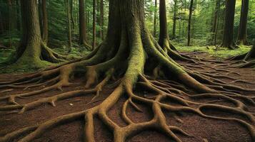 Majestic Forest Tree Roots Enveloping The Ground photo