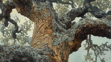Ancient Oak Tree Trunk Texture Detail Close Up photo