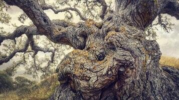 Ancient Oak Tree Trunk Texture Detail photo