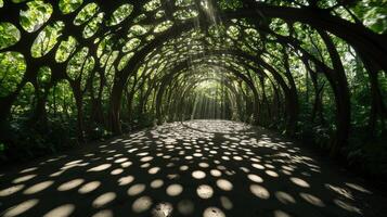 Sunlit Path Through An Arching Tree Tunnel photo