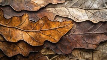 Layered Dried Leaves Autumnal Texture Display photo