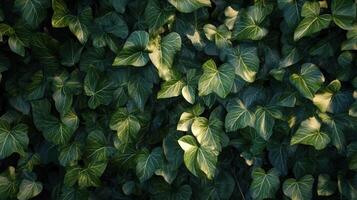 Lush Green Ivy Leaves Forming A Dense Wall photo