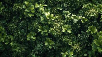 Lush Green Foliage Wall Texture Background photo