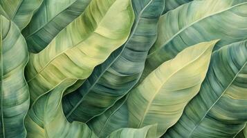Lush Green Tropical Leaves Natural Texture Background photo