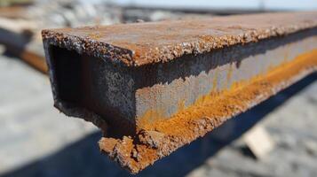 Rusty Metal Beam Shows Extensive Corrosion Damage photo