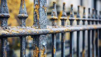 Rusty Metal Fence Showing Age and Decay photo