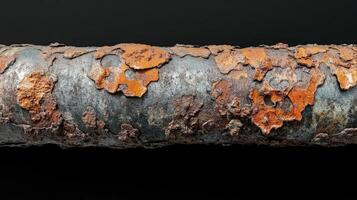 Heavily rusted metal pipe showing extensive corrosion damage photo