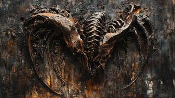 Abstract Dark Artwork Featuring a Skeletal Winged Creature photo