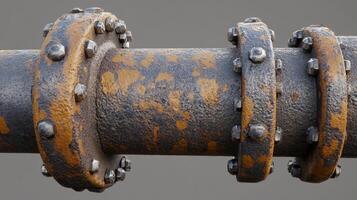 Rusty Industrial Pipe with Flange Connections photo