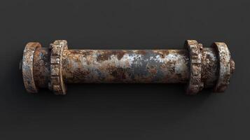 Rusty Metal Pipe with Flanged Connections photo