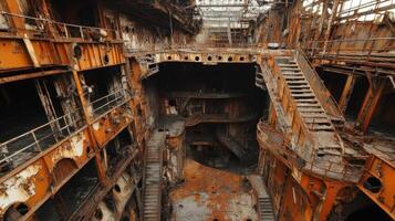Rusted Shipwreck Interior Reveals Decaying Structure photo