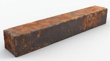 A Rusty Rectangular Metal Block Isolated on White photo