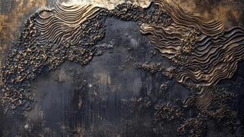Abstract Gold And Black Textured Wall Art photo