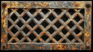 Rusty Metal Grate With Diamond Pattern Design photo