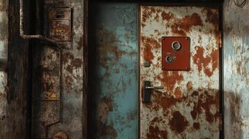 Rusty Doorway And Weathered Exterior Wall photo