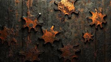 Rusty Gears on a Dark Metallic Background photo