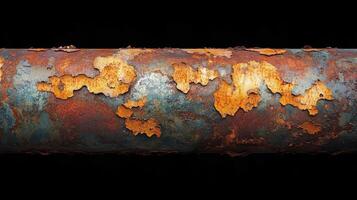 Rusted metal pipe showing extensive corrosion and paint decay photo