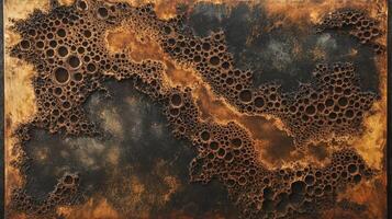Abstract Bronze Metalwork with Circular Cavities photo