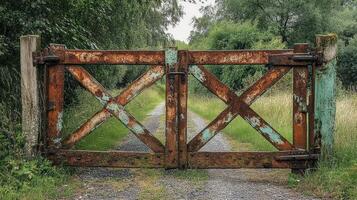 Rusty Gate Leading To A Verdant Path photo