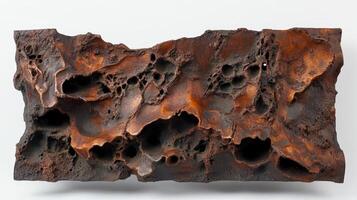 Abstract Brown Sculpture With Irregular Cavities photo