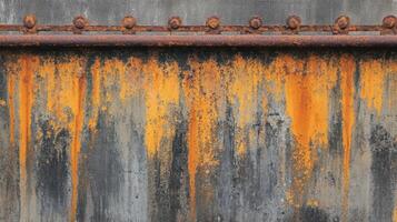 Rusted Metal Wall With Orange And Grey Patina photo