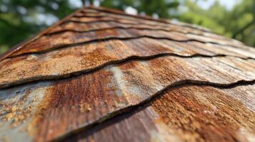 Rusted Metal Roof Shingles Weathered Texture photo