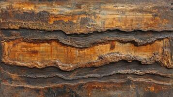 Abstract layered texture of rusted metal and stone photo