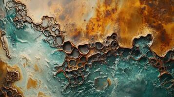 Abstract Teal and Gold Organic Texture photo