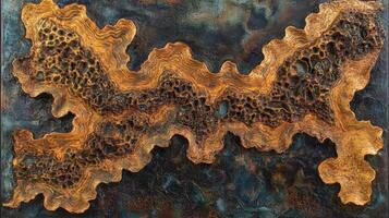 Abstract Textured Metallic Artwork with Golden Hues photo