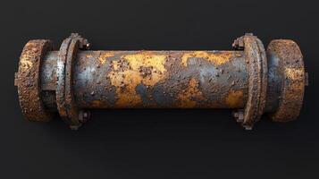 Heavily Rusted Industrial Pipe Section Flanges photo