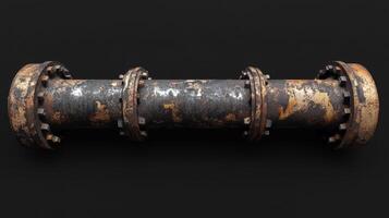 Rusty Industrial Pipe Section With Flanges photo