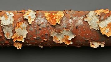 Severely corroded metal pipe showing extensive rust damage photo