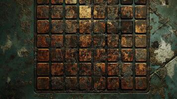 Rusty Metal Grid Pattern Surface Texture photo