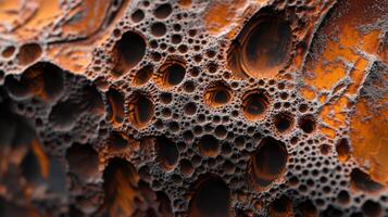 Abstract orange and gray porous texture surface photo