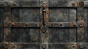 Rusted Metal Door With Decorative Ironwork photo